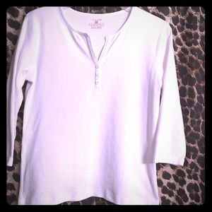 Jones New York Sport White 3/4 Sleeve Top